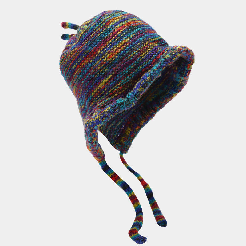 Wholesale Autumn and Winter Colorful Braided Ear Protection Warm Knitted Beanie
